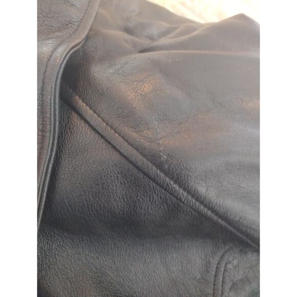 Vintage GAP Full Zip Leather Jacket Men’s XL Black Quilt Lined Bomber Y2K 90s - Picture 9 of 12